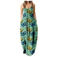 thumbnail image 1 of asdoklhq Womens Plus Size Clearance Dresses,Women Casual Plus Size Print O-Neck Sleeveless Pocket Maxi Long Dress, 1 of 6