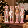 thumbnail image 6 of MInHoues Pink Nutcracker Figurines Set of 4, Christmas Wooden Nutcracker Soldier Ornaments with Gold Accents, Festive Pink Gold Holiday Decor for Tabletop Mantel Shelf, Xmas Decoration Gifts, 6 of 6