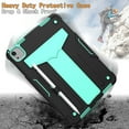 thumbnail image 4 of for iPad Air 4th Gen 2020,iPad 5th Gen 2022 Tablet Case, Silicone Hard Back Kids Friendly Cover Built in Stand Shockproof Heavy Duty Protection for iPad 4th/5th 10.9 inch,Black+Mint, 4 of 4