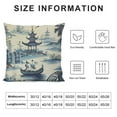 thumbnail image 5 of PIKWEEK Navy Blue Chinoiserie Pillow Covers  Asian Scenic Decorative Outdoor Throw Pillows Tree Birds Pagoda Pillow Case Square Cushion Cover Decor for Sofa Couch Bed, 5 of 5