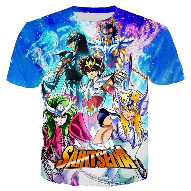 Saint Seiya camiseta moda camisetas niños Hip Hop Tops Tees Anime 3d imprimir camiseta de verano gráfico Tops niños Tee