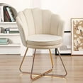 White Vanity Chair Accent Chair Cute Soft Faux Fur Chair with Gold