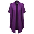 thumbnail image 3 of FashionOutfit Women's Solid Jersey Knit Draped Open Front Short Sleeves Cardigan, 3 of 4