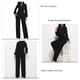 thumbnail image 5 of Mono de manga ancha con pierna ancha, informal, de talle alto, atado, con un solo pecho, cuello redondo y bolsillos, mono formal para mujer, negro S, 5 of 6