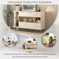 thumbnail image 5 of EUROCO Rotating Storage Cabinet，Free Standing Buffet Sideboard with 2 Door， 2 Drawers，Tempering Glass，Metal Legs and Door handle for Living Room Study Balcony,White, 5 of 8