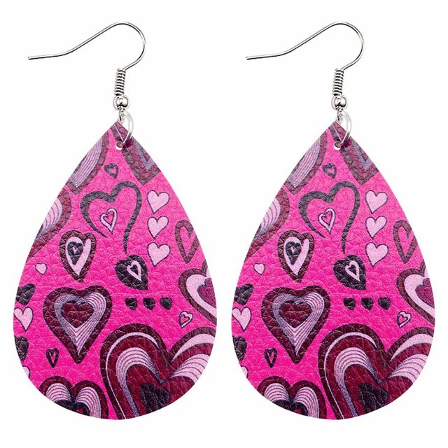 PVCS Boucles d'Oreilles de la Saint-Valentin Cœur Amour Lèvres Rouges Boucles d'Oreilles Imprimées Double Face