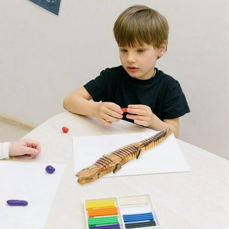 Winyuyby Natural Unfinished Wooden Flexible Wood Animal Alligator Animal Model Crafts Toys for Birthday Supplies