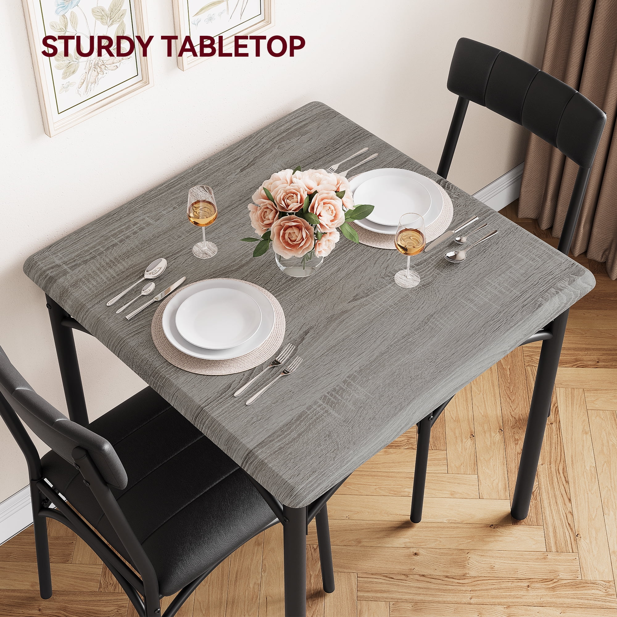 Oyang 3 Piece Dining Table Set, Kitchen Table and Chairs for 2 