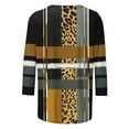 thumbnail image 4 of LYEAA Striped 3/4 Sleeve Tops for Women Soft Cotton Crew Neck T-Shirt Loose Fit Casual Summer Tops with Elastic Waistband Trendy Print Design Brown XXXL, 4 of 5