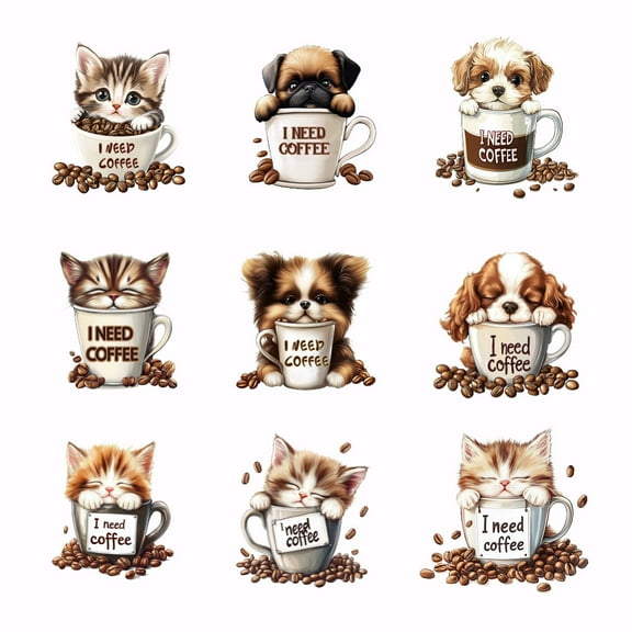 1 Set 9Pcs 9 Styles Plastic Heat Transfer Film Logo Stickers Set for DIY T-Shirt Bags Hats Jackets Mixed Shapes 80x70~80mm 1pc/style