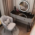 thumbnail image 3 of Home Dressing Table with Mirror Bedroom Modern Minimalist Multifunctional Storage Cabinet Makeup Table Household Furniture My Lux Decor Round, 3 of 23