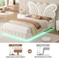 thumbnail image 7 of Homfa Full Size Velvet Upholstered Bed with LED Lights, Floating Platform Bed Frame with Butterfly Crystal Button Tufted Headboard, Beige, 7 of 7