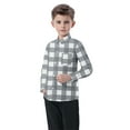 thumbnail image 4 of Children Plaid Pocket Button Up Shirt Long Sleeve School Uniform Top Checkered Print Boys Girls Casual Tops Ages 6Months-8Years, 4 of 7