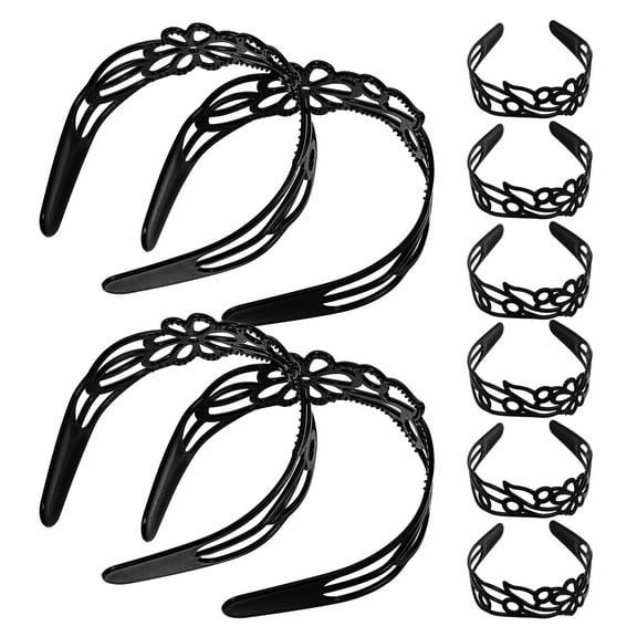 HEANUJJ 12-Pack Vintage Wide Black Plastic Headbands for Women Hair Wraps Comfortable and