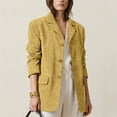 thumbnail image 4 of IUYRTFE Women Lapel Collar Solid Color Button Down Jacket with Pockets for Fall Winter Casual Daily Wear, 4 of 6