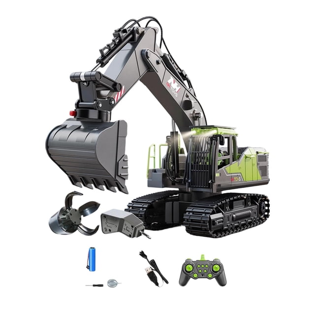 Bulldozer de juguete de construcción a control remoto para niños verde