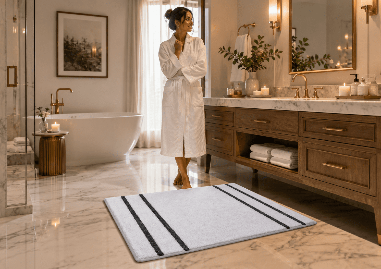 Tritex Microfiber Bath Rug, 20" x 30", White, 1-Piece