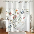 thumbnail image 4 of Mizhona Rustic Pink and Blue Floral No Hooks Shower Curtains with Snap in Liner Farmhouse Peony Hookless Fabric Bathroom Curtain,71"× 86", 4 of 7