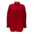 thumbnail image 1 of Ropa de Playa Ocean Pacific para Mujer Camisera Manga Larga Oversize con Corte en Costados, Tipo Lino Rojo Talla CH, 1 of 4