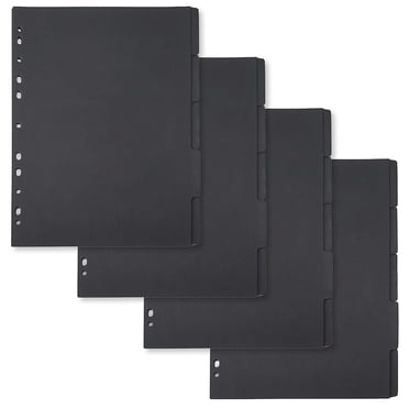 20 Sheets 5-Tab Binder Dividers 11-Hole Paper Binder Dividers 29.8x22.1cm A4 Notebook Index Dividers with Tabs Black Write-On Dividers