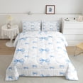 thumbnail image 2 of Erosebridal Ensemble de Literie Bleu avec Nœud Papillon, Ensemble de Couette Simple, Imprimé Cœur d'Amour, Couette en Duvet, Décor de Princesse Rêveuse, Léger, 2 Pcs, 2 of 7