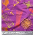 thumbnail image 1 of Soimoi Purple Poly Georgette Fabric Lemon Slice & Soft Drinks Summer Designs Print Sewing Fabric Yard 52 Inch Wide, 1 of 3