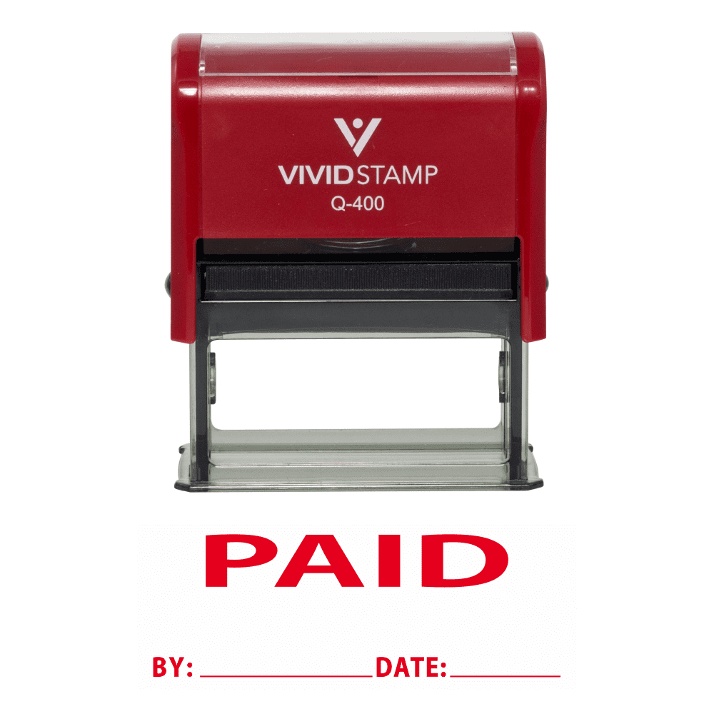 PAID Stamp text with Date Box on Trodat Self-inking Rubber Stamp,RED INK  FUTECH 