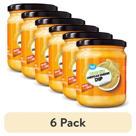(6 pack) Great Value Stadium Style Cheddar Cheese Dip, 15 oz