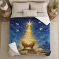 thumbnail image 5 of Peaceful decorative motif Starry Night Scene Doves Sheep, Festive decorative motif Scene, Warm Flannel Blanket for Living Room and Family Room, Art Lovers Christmas Gift, Festive Home Decor, 5 of 9
