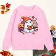 thumbnail image 4 of CAUYDY Hoodies for Girl Fall Winter Halloween Tops Ghost Pumpkin Graphic Sweatshirts Long Sleeve Pullover Blouse(Pink,6Y), 4 of 5