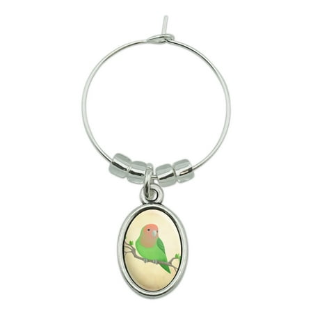 

Lovely Lovebird Wine Glass Oval Charm Drink Marker