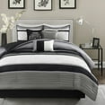 thumbnail image 2 of Madison Park Striped Blaire 7-piece Queen  Comforter Set With Decorative Pillows, Gray, 2 of 6