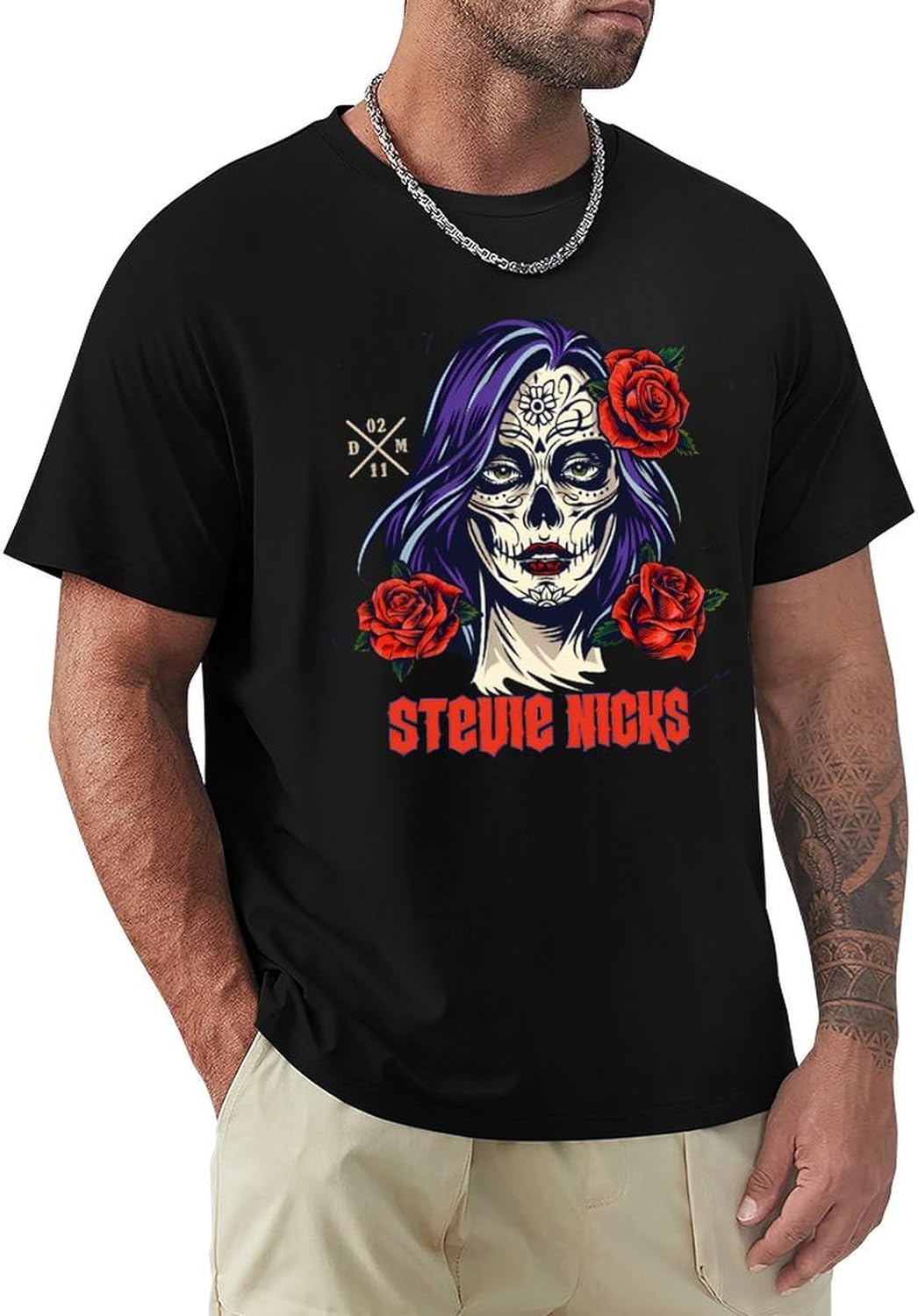 Stevie Nicks T-shirt de Musique Mode Homme Manches Courtes Tee T-Shirts Graphiques Décontractés Col Rond T-Shirts Adultes Unisexes Hauts