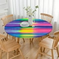 thumbnail image 3 of Colorful Striped Tie Dye Pattern Round Fitted Tablecloth with Elastic Edge,Dining Table Cover Waterproof,Outdoor Round Tablecloth for Camping,Dining,Indoor and Outdoor, 3 of 7