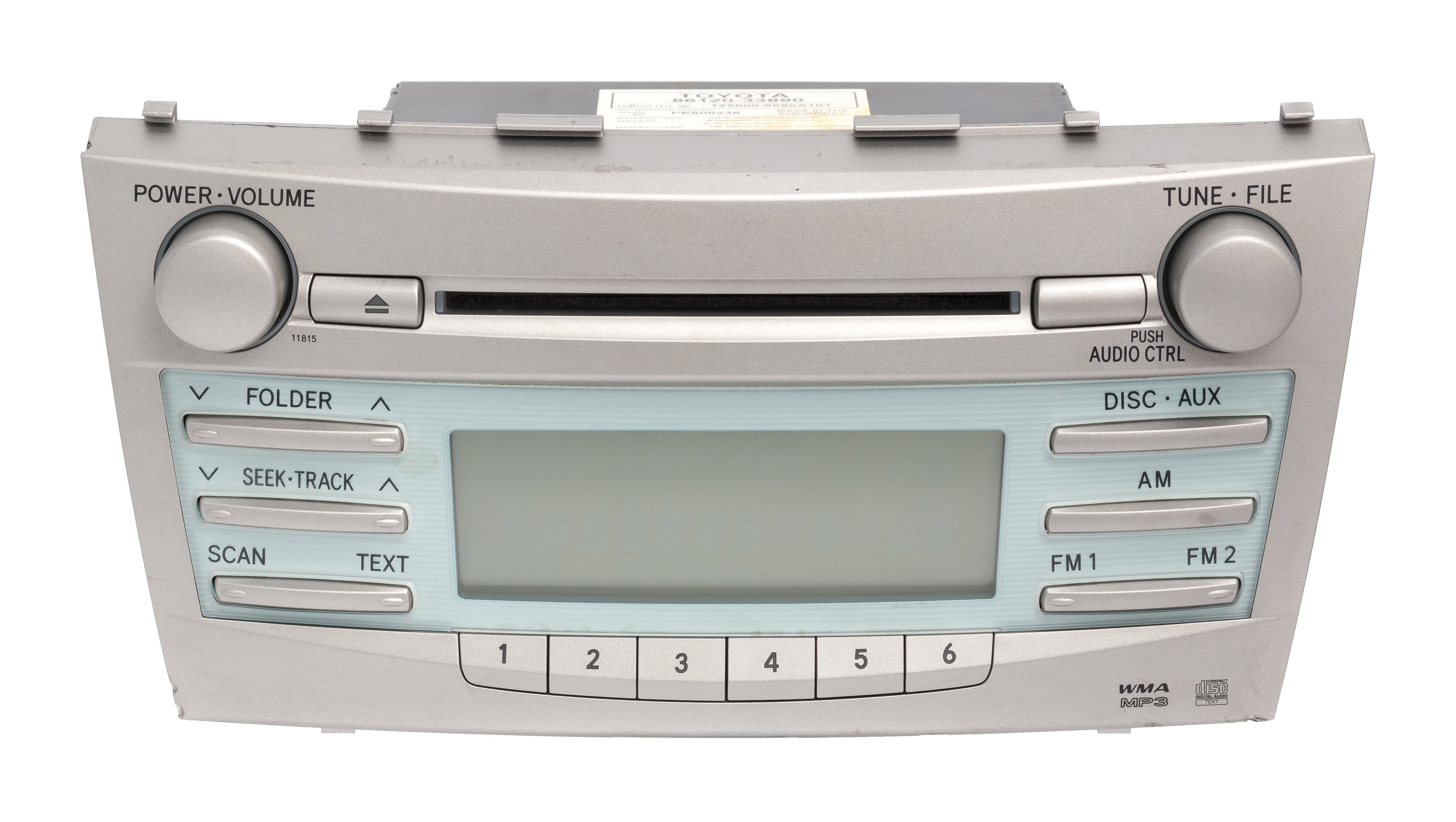 Restored 20072009 Toyota Camry AM FM Radio MP3 CD Player Face 11815 Model ID 8612033890 (Refurbished)