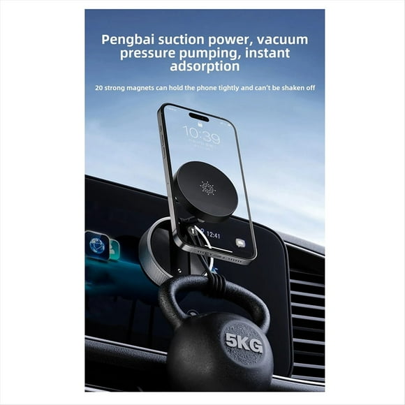 Soporte Magnético para Teléfono Móvil con Ventosa para Coche, Plegable, de Doble Cara, con Rotación de 360°, Color Negro