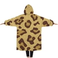 thumbnail image 2 of Oversized Wearable Blanket Hoodie,Yellow and Brown Of Leopard Print Sherpa Blanket Hoodie with Super Pockets,Super Warm Fuzzy Pullover for Women & Men, 2 of 6