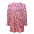 thumbnail image 4 of Fabrcox S-5xl Christmas Tree Printed Womens Graphic T Shirts Xxl Plus Size 3/4 Sleeve Tops Round Neck Holiday Tunic Lightweight Basic Tops Pink 4XL, 4 of 6