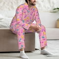 thumbnail image 7 of Naloa Pink Donut Men’s Pajamas Set - Long Sleeve Button Down Sleep Shirt and Pajama Bottoms Sleepwear Set-X-Large, 7 of 7
