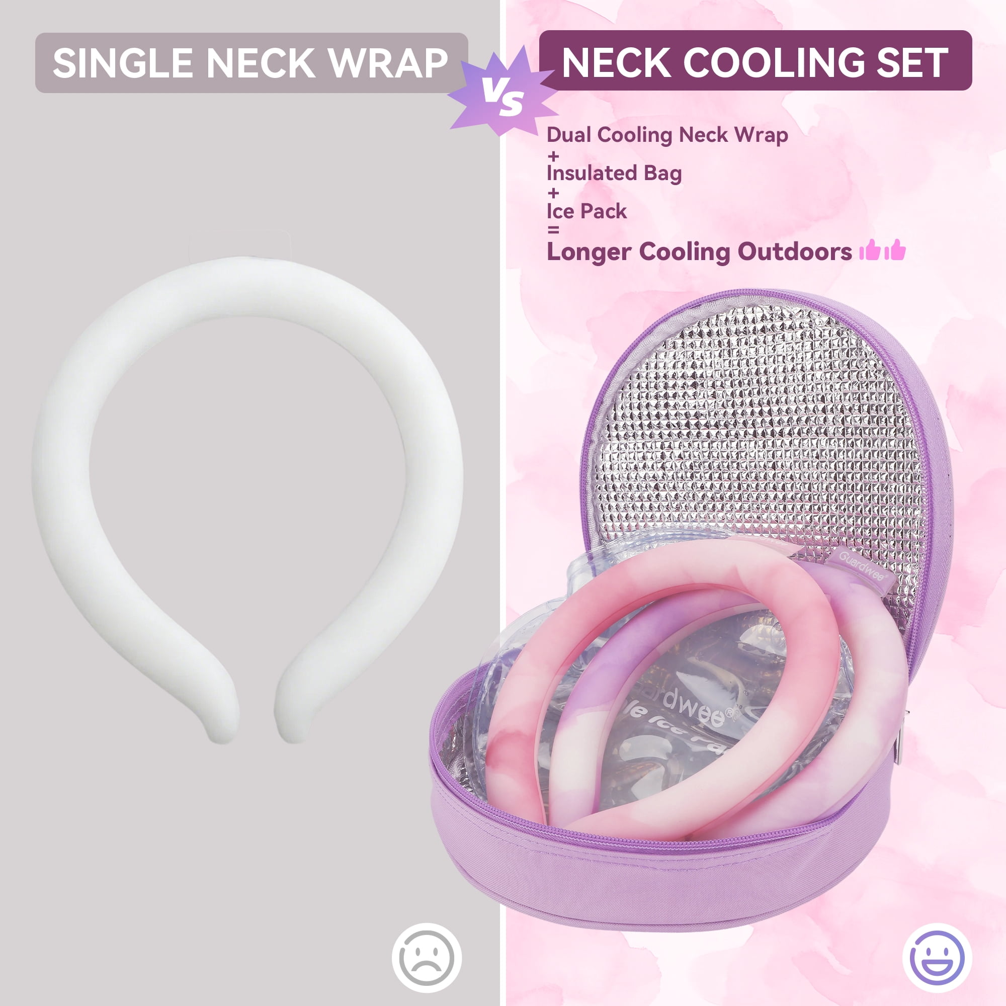 Neck Cooling Set with 2 PCM Cooling Wraps, Insulated Carry Bag and Reusable Ice Pack, Wearable Cooling Solution for Outdoor Activities
