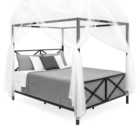 Best Choice Products 4-Corner 98in Decorative Canopy Drape Mosquito Net Insect Screen for All Bed Sizes, (The Best Camping Bed)