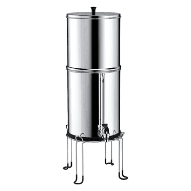 DKWATER 2.25-Gallon Gravity-Fed Water Filter System, 304 Stainless Steel with Visible Metal Faucet and Bracket