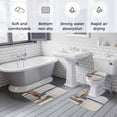 thumbnail image 5 of Beige Brown Blue Bath Mat 3 Piece Bathroom Rug Set, Vintage Abstract Mottled Texture Non Slip Bath Rug Contour Mat and Toilet Lid Cover, Absorbent Shower Mats Soft Bath Rugs and Mats Sets, 5 of 8