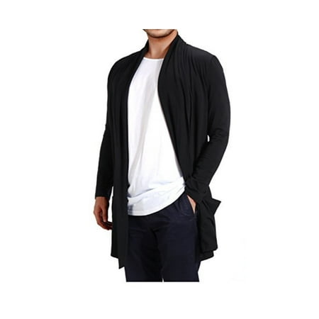 Fisoul Men S Cardigan Ruffle Shawl Collar Cardigan Open Front