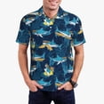 thumbnail image 1 of Balery Cartoon Surfer Sharks Camisa Polo de Hombre con Estampado, de Manga Corta y Tejido Medio, Camisa Tipo Golf Polo-X-Large, 1 of 6