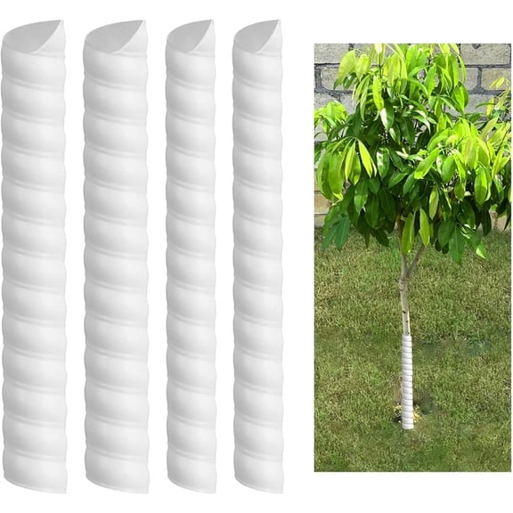 Ebaokuup 4 Pcs Tree Trunk Protector- 2 Size Tree Wraps to Protect Bark- Plastic Spiral Tree Guard- Tree Bark Protector Tube Wraps to Protect Saplings Plants from Deer Rabbit Cats Rodents Mowers