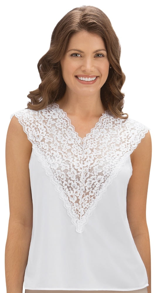 Collections Etc. Reversible Silky Camisole with Lace VNeckline Made in the U.S.A. Walmart