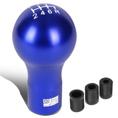 J2 Engineering Universal Blue Manual Car Shifter Knob Aluminum Spherical Teardrop Shape with Adapter J2-SK-007-BL