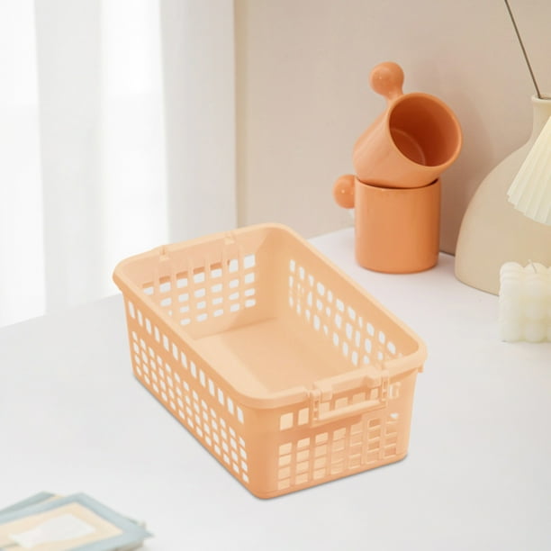 Contenedor de plástico para cestas de almacenamiento | Organizador apilable con asas, grande de 12,2"x7,48"x4,72" | Azul, Blanco, Rosa | Armario, estantería, aperitivos, juguetes, contenedor