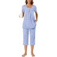thumbnail image 2 of Women's Pajama Sets 2 Piece Summer Sleepwear Ladies Pjs Short Sleeve Capri Pant With Pockets, 2 of 9